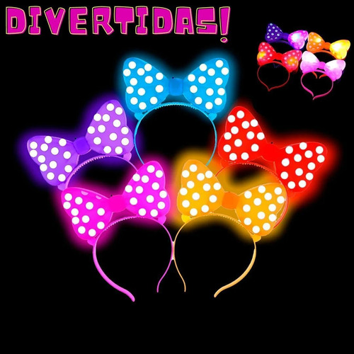 36 Diademas Orejitas Minnie Mouse Mimi Luz Led De Colores