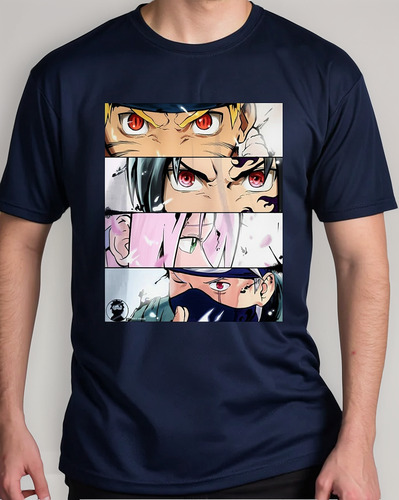 Playera Naruto Sasuke Sakura 7 Marino Beige Blanco Marino