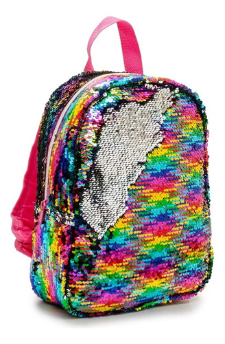 Mochila Escolar Lentejuelas Niña Infantil Love Correa Color Multicolor