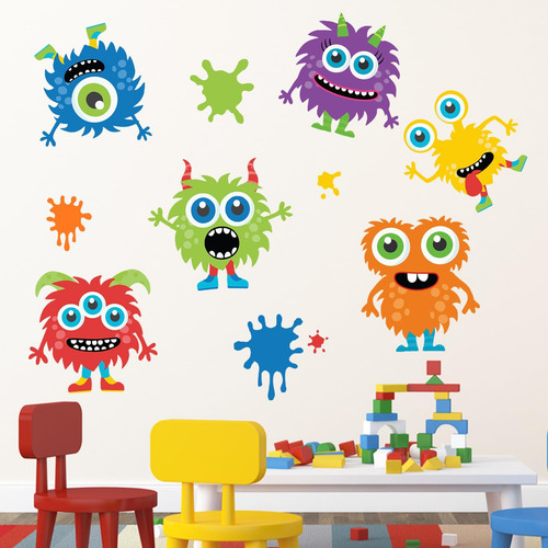 Calcomanías De Pared De Monstruos Lindos De Mfault Calcomaní