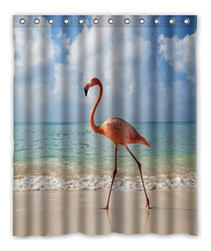 Fmshpon Fashion Flamingo In The Seasore Cortina Ducha Tela X