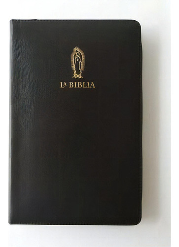 Biblia Católica: Edición Letra Grande. Símil Piel Negra, Con Cremallera, Con Virgen De Guadalupe, De Biblia De America. Editorial Origen, 2023