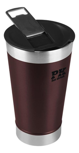 Copo Térmico De Cerveja 473ml Com Tampa Abridor Pk For Drink