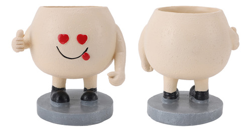 Maceta Suculenta Adorable Figura Sonriente De Pie