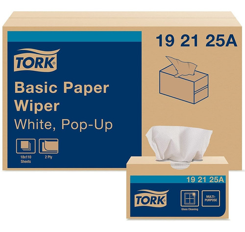 Tork Limpiaparabrisas Básico Blanco, Caja Emergente, 18 X 11