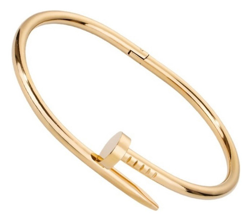 Pulsera Esclava Acero Bañado En Oro 18k Estilo Clavo Dorado