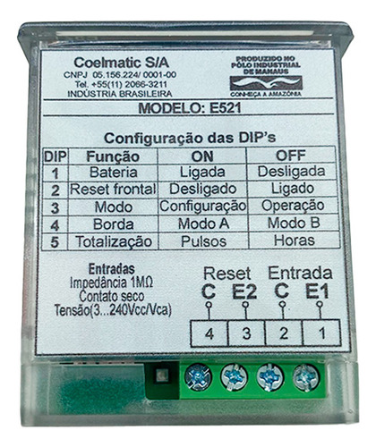 Horímetro Totalizador De Horas E521 Coel