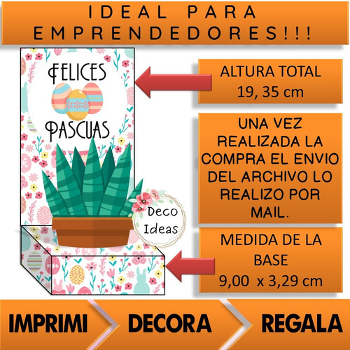Imagen 5 de 6 de Kit Imprimible 04 Pascuas Caja Porta Huevo O Maceta + Tag