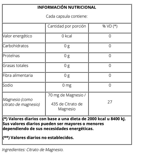Magnesio Natier X50 Capsulas Sin Sabor