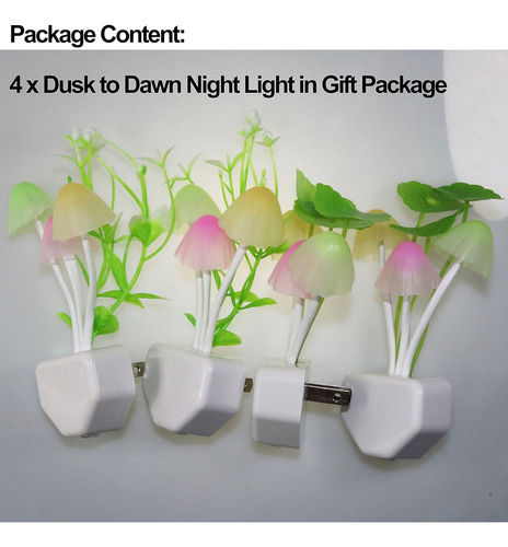 Paquete De 4 Luces Led De Noche Con Sensor Para Adultos Y Ni