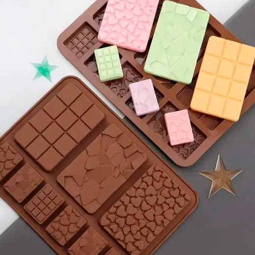 Molde Silicon Barras Tabletas 3 Chocolates - Jabón Artesanal Color Café