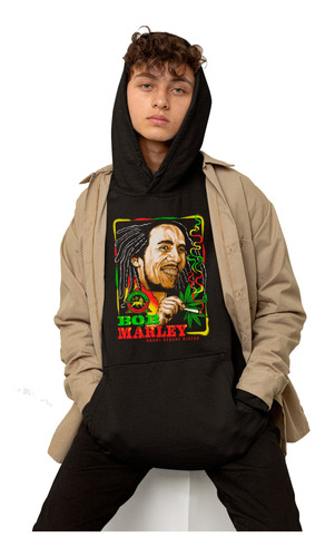 Sudadera Impresa Con Gorro Leyenda Bob Marley Con Garantia