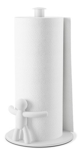 Porta Rolo De Papel Toalha Criativo Suporte Buddy - Umbra Cor Branco Liso