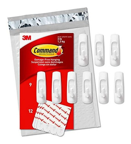 3m Ganchos Comando Medianos Color Blanco -command