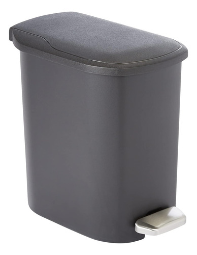 Amazon Basics Compact Bathroom Plastic Trash Can With Ste...