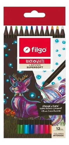 Lapices Filgo Black & White Supersoft X 12 Color Largo