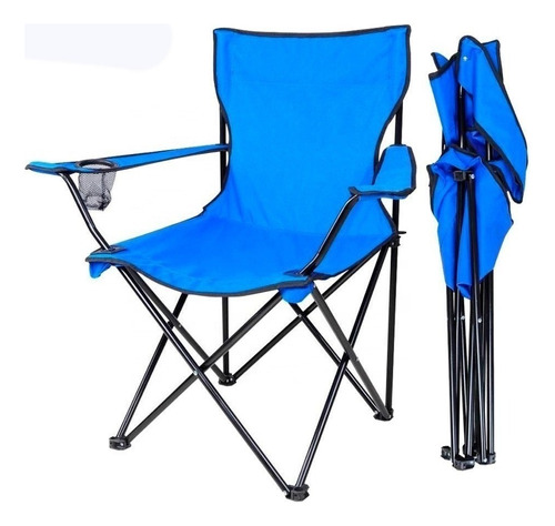 Silla Plegable Jardin Playa Alberca Camping Pesca Aire Libre Color Azul