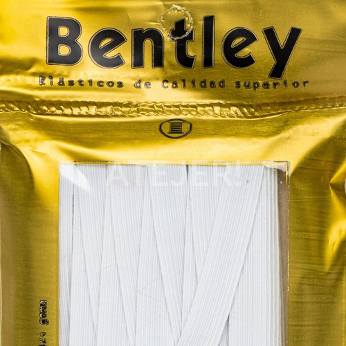 Imagen 3 de 8 de Elástico Liso Marca Bentley Art 20 De 9mm X 25 Metros Blanco