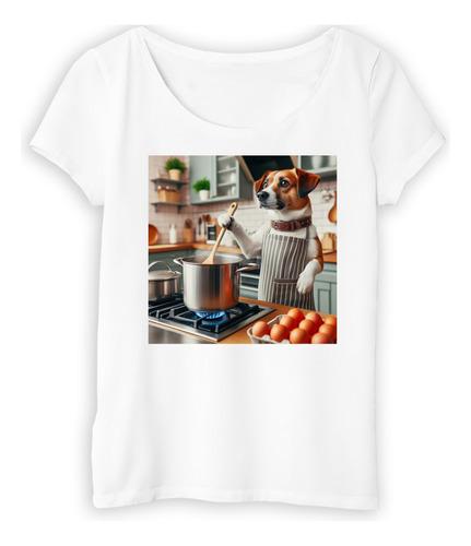 Remera Mujer Perro Cocinando Amor Cocina Cocinero M2