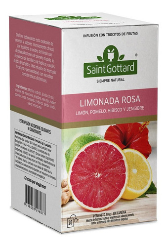 Infusion Saint Gottard Limonada Rosa X 20 Saquitos