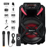 Comprar Parlante Portátil Karaoke 15 Bluetooth Led + 2 Micrófonos Color Negro