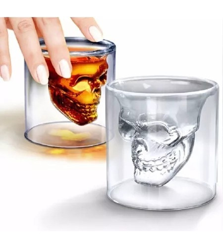 Copa Calavera Vidrio 3d 25ml Tequila Shots Cerveza Whisky