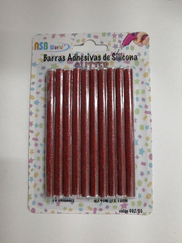 Barra Siliconas Glitter 7,2mm X 10cm X 10 Un. Varios Colores