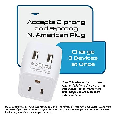 Adaptador De Viaje Pack Ceptics Para Japón Y Filipinas Con U