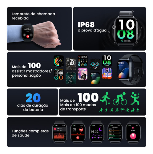 Reloj inteligente Filwans Gts Mini Ip68 de 1,85 pulgadas