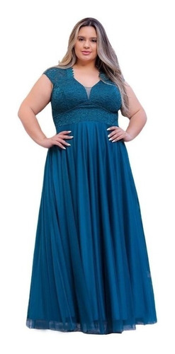 Vestido Festa Azul Royal Plus Size Madrinha Casamento Brilho