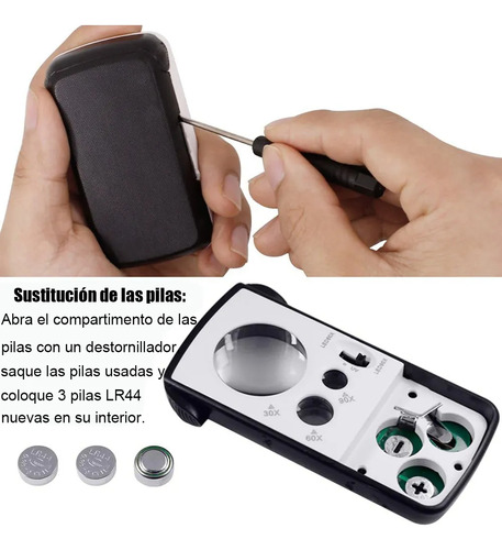 Lupa De Lectura Gran Aumento Mano De Luz Blanca Uv Led 2pzs
