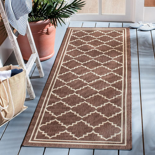 Safavieh Courtyard Collection 2'3  X 10' Chocolate / Crema C