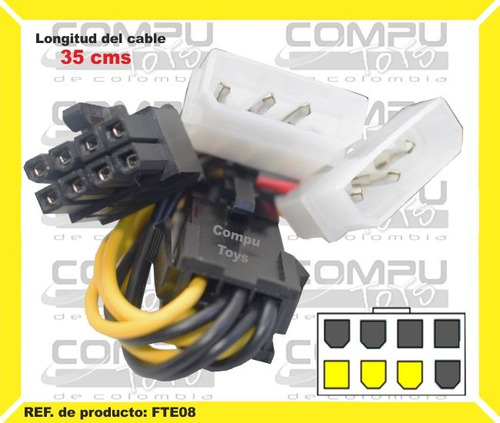 Cable Adaptador De Molex A 8 Pin Gpu Ref Fte08 Computoys Sas