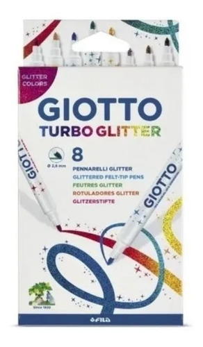 Marcador Giotto Turbo Glitter X 8 Con Glitter Brillo