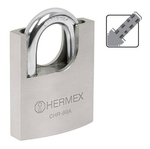 Candado 60 Mm De Hierro, Llave Anti-ganzua - Hermex Color Gris