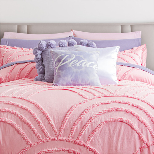 Edredón King Size C/fundas Poliéster Concord Color Rosa Diseño De La Tela Liso