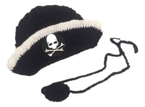 Gorro Pirata Negro Para Bebé Recién Nacido Hecho A Mano