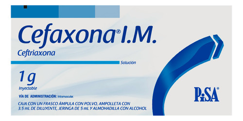Cefaxona I.m. Solución Inyectable 1 G/3,5 Ml, 1 Frasco Ámpula + 1 Ampolleta Solvente 3,5 Ml