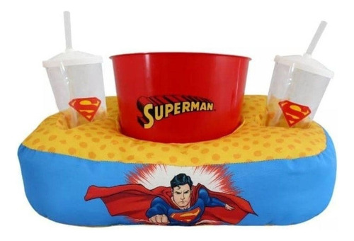 Kit Almofada Porta Pipoca Superman Almofada Superman Cor Azul/Amarelo Desenho do tecido 415867