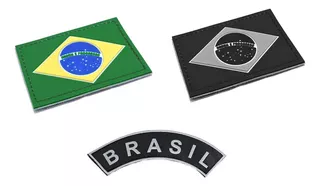 Kit 3 Patch Emborrachado - Bandeira Do Brasil + Tarjeta