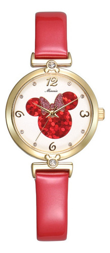 Reloj De Lujo De Cuero Disney Con Diamantes Para Mujeres