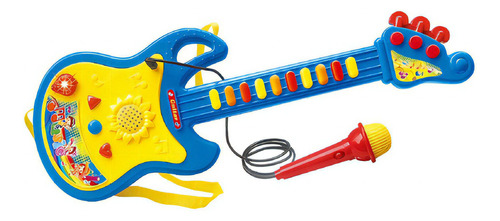 Guitarra De Brinquedo Com Microfone Azul Dm Toys