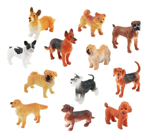 12 Peças Estatuetas De Cachorro Conjunto De Brinquedos Mini