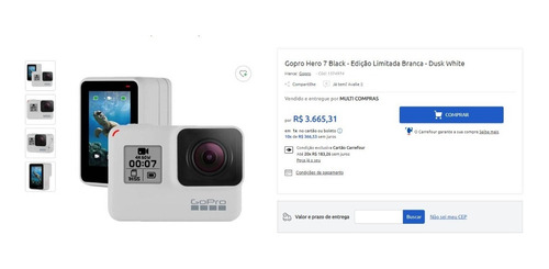 Câmera Ação Gopro Hero 7 Black Dusk White Edição Limitada