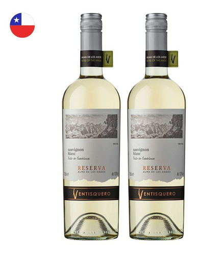 Kit 2 Vinhos Ventisquero Reserva Sauv B Branco Chile 750ml