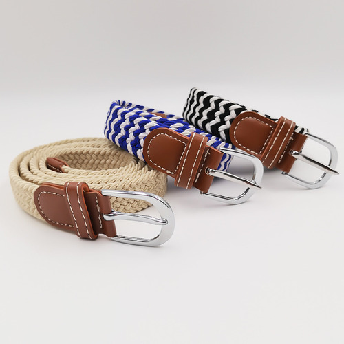 Cinturón Fino Unisex Para Mujer, Casual, Tejido Con Hebilla,