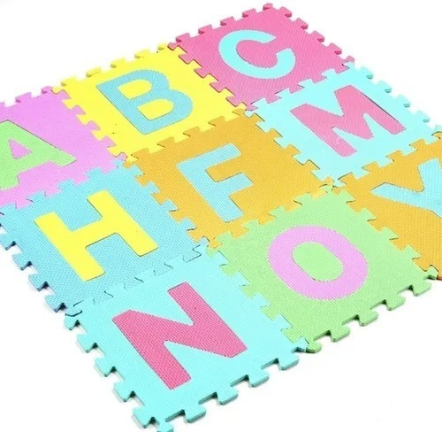 Alfombra Goma Eva Set 10 Cuadros Letras 30x30 Bebes Niños