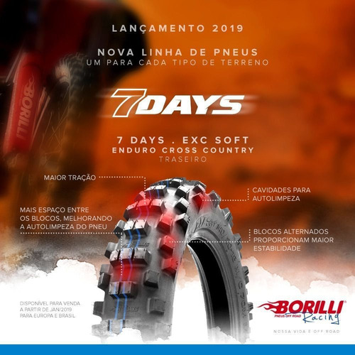 Pneu Borilli 7 Days 140x80x18 Enduro Soft Faixa Azul