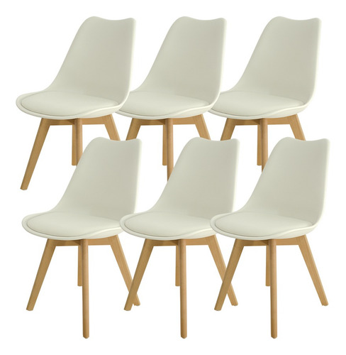 Imagen 1 de 7 de Sillas X6 Eames Tulip Comedor Almohadón Patas Madera Cuotas