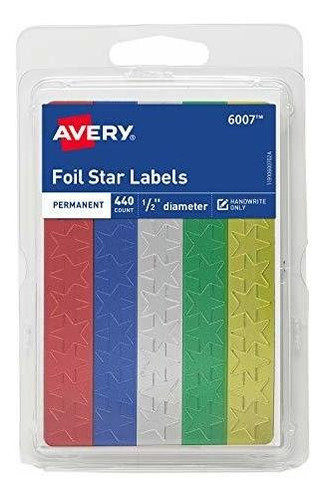 Avery Foil Calcomanías De Estrellas, De 1-2  De Diámetro, Co